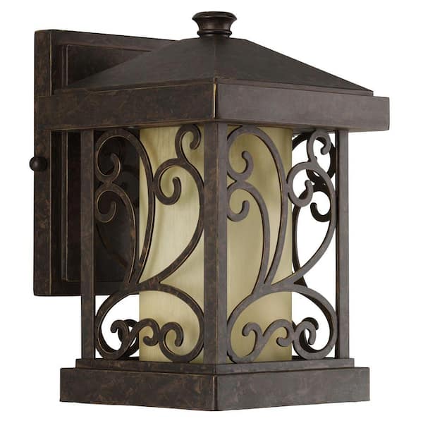 Progress Lighting Cypress Collection 1-Light 10 in. Outdoor Forged Bronze Wall Lantern Sconce