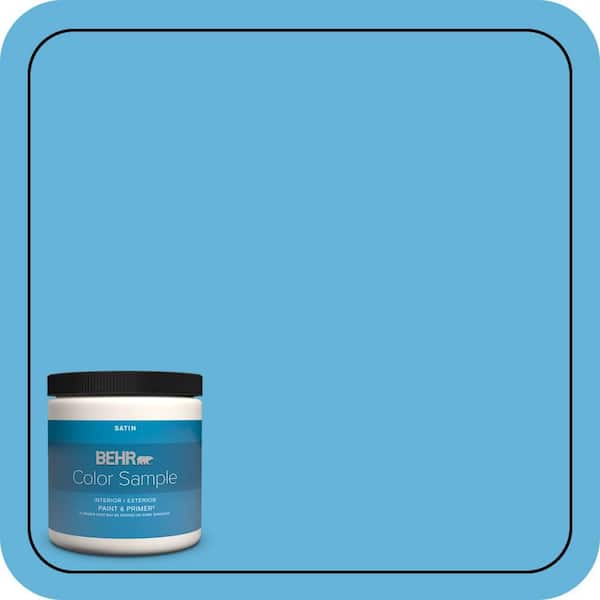 BEHR PREMIUM PLUS 8 oz. #540B-5 Riviera Blue Satin Enamel Interior/Exterior Paint & Primer Color Sample