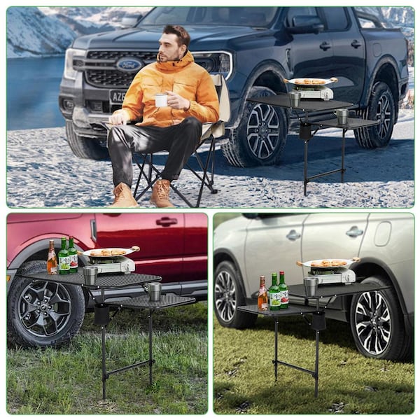 Unbranded - Tailgate Table, Tailgate Table, Car Camping, Camping Table, Vehicle Tire Mounted Table, Adjustable Height & Length