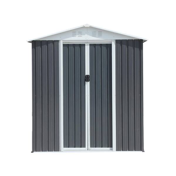Apex Roof 6 ft. W x 4 ft. D Metal Shed with Grey Finish (24 sq. ft.)