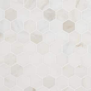 White Jade 11.81 in. x 12.04 in. Polished Marble Floor and Wall Mosaic Tile (0.98 Sq. Ft./Each)