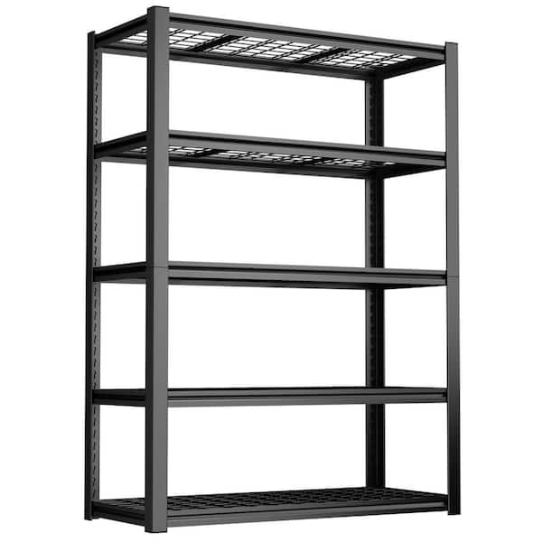 5-Tier Heavy Duty Steel Boltless Adjustable Mesh Storage Rack in Black (59 in. W x 72 in. H x 23.6 in. D)