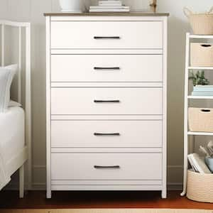 Kellie Ivory with Knotty Oak 5 Drawer Chest (31.5 in. W x 15.7 in. D x 47.7 in. H)