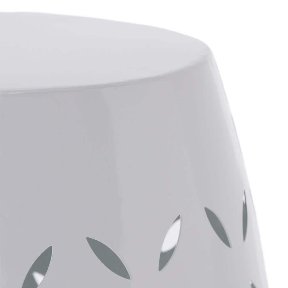 White Iron 12.25" Round Outdoor Patio Side Table