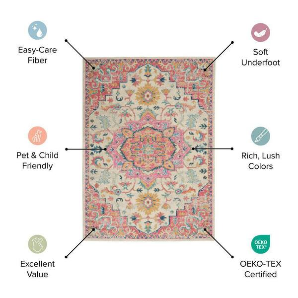 Nourison Passion PSN20 Light Grey/Pink Area Rug 8' Round