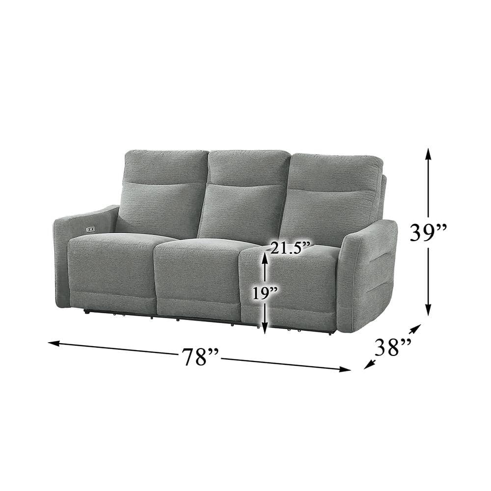 Gray Fabric Lawson Reclining Sofa with Wood Frame
