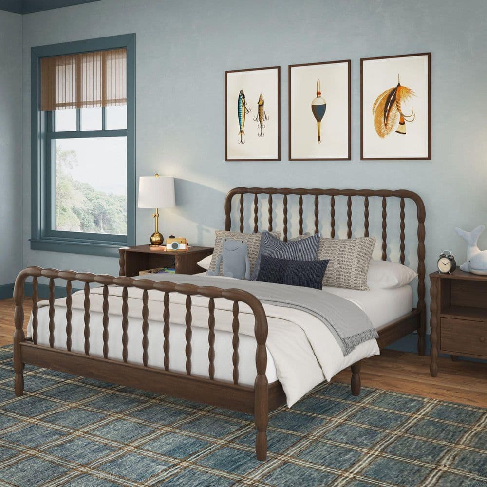 PLANK+BEAM Jenny Lind Brown Wood Frame Queen Platform Bed with