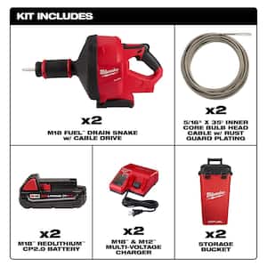 M18 FUEL 18-Volt Lithium-Iron Cordless Plumbing Drain Snake Auger Kit w/CABLE DRIVE & 5/16 in. x 35 ft. Cable (2-Tools)