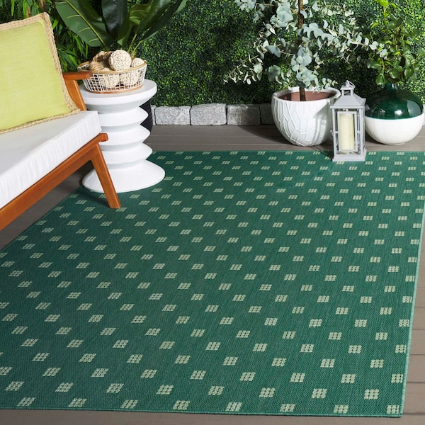 Terrace Dark Green/Light Green 8 ft. x 10 ft. Spotted Solid Indoor/Outdoor Area Rug