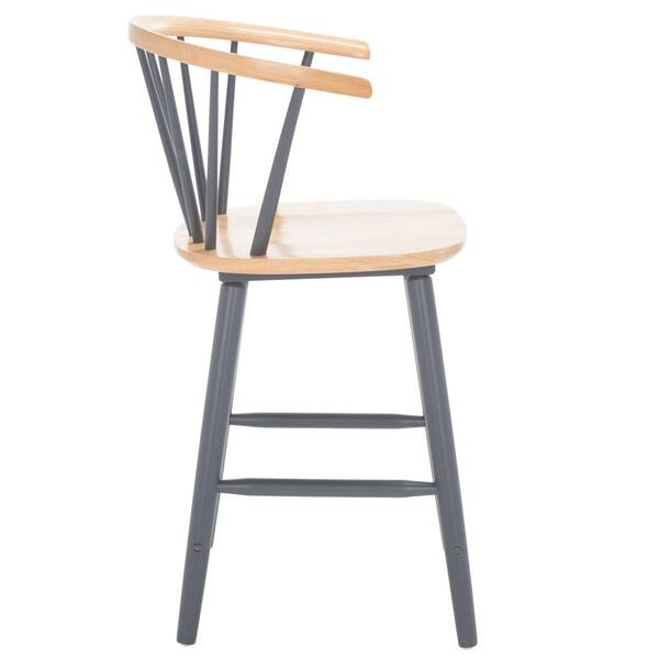 SAFAVIEH Blanchard 24 in. Natural Grey Wood Counter Stool BST8506E