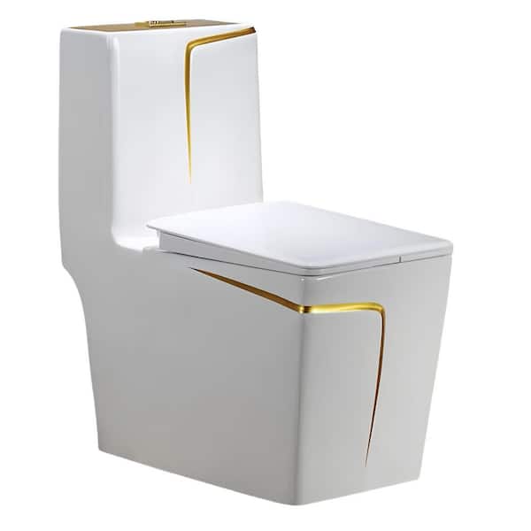 12 in. Rough In 1.85 Gal. Dual Flush GPF Elongated 1-Piece Toilet in White Seat Included