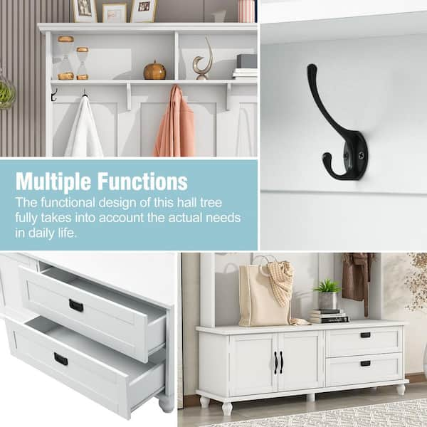 Mudroom Bench and Coat Rack Storage Wall Shelf Entryway Furniture