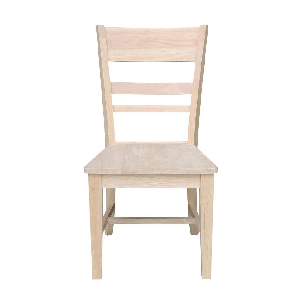 Eco-Friendly Solid Parawood Ladderback Dining Side Chairs, Set of 2