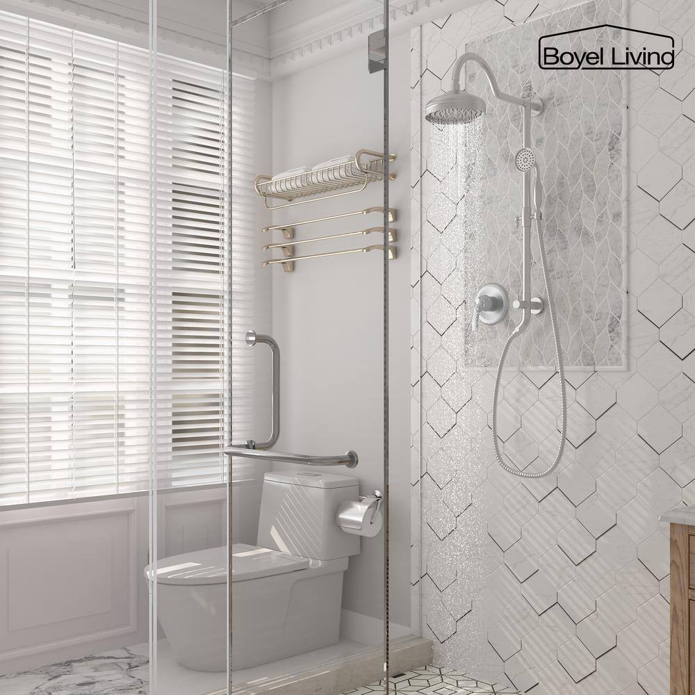 Brushed Nickel Dual Rain and Handheld Shower System