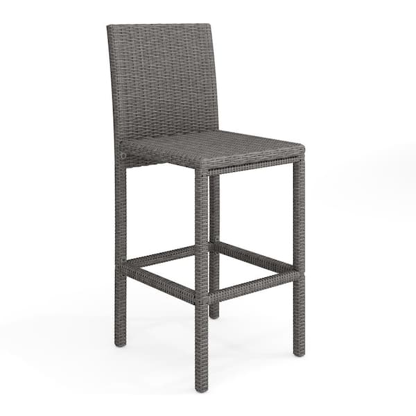 Bedford Wicker Indoor-Outdoor Patio Bar Stools in Gray Rattan, 2-Pack