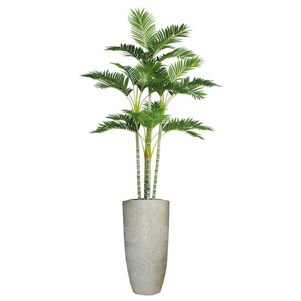 VINTAGE HOME Artificial Faux Real Touch 6.83 Feet Tall Palm Tree And Fiberstone Planter
