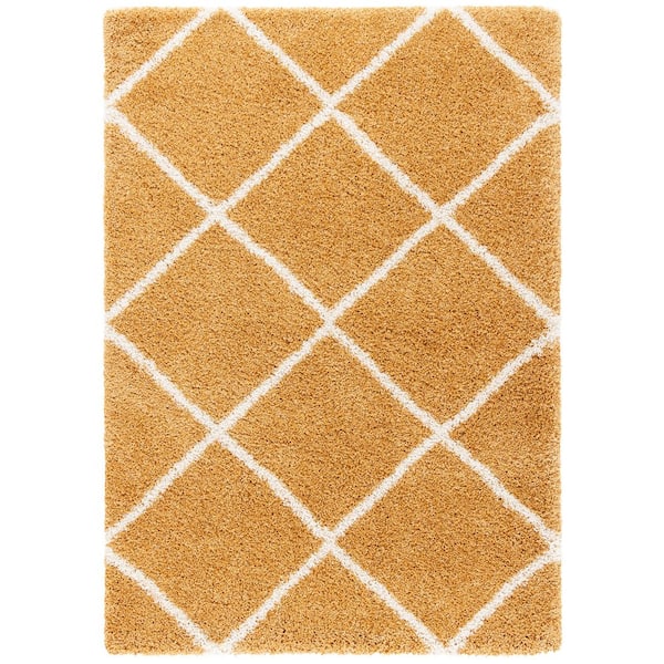 Hudson 4 ft. x 6 ft. Gold/Ivory Geometric Area Rug