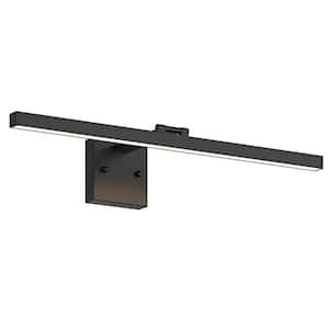 24.01 in. Modern 1-Light 12W Matte Black Bathroom LED Vanity Light Over Mirror Wall Light