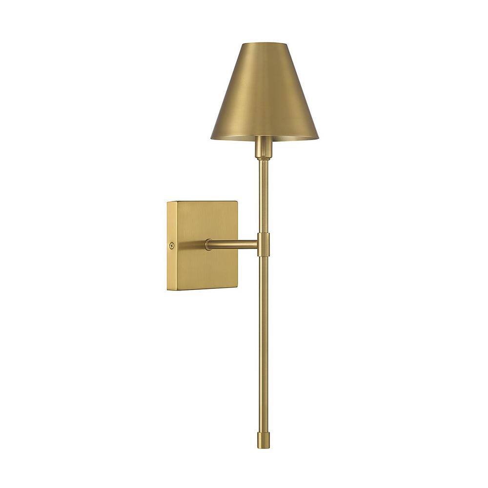 Warm Brass Dimmable Metal Shade Wall Sconce