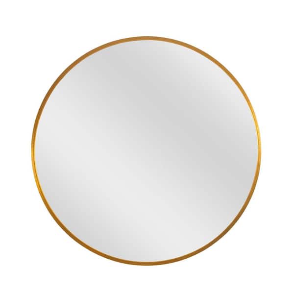 Dovelina 28 in. x 28 in. Modern Round Metal Framed Gold Wall Mirror