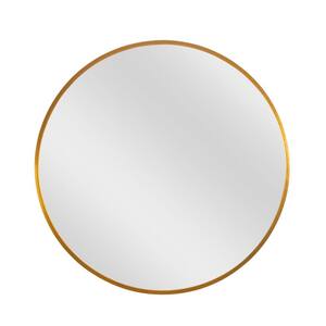 36 in. x 36 in. Modern Round Metal Framed Gold Wall Mirror