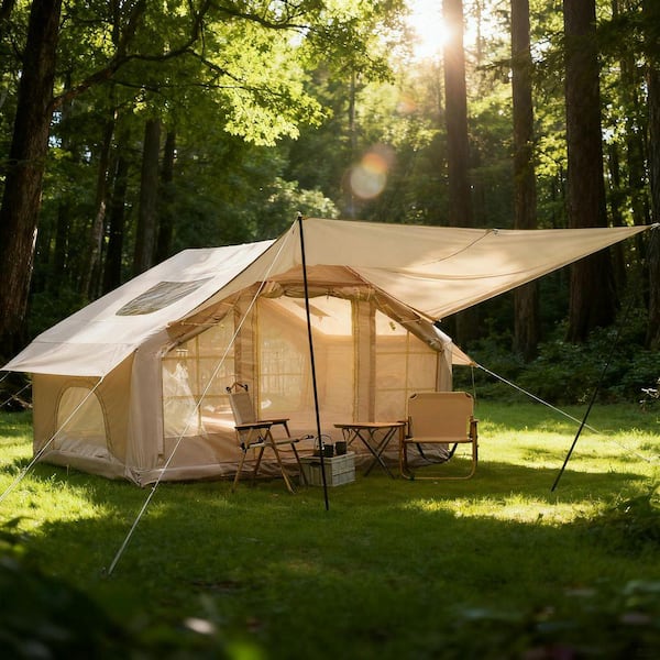 TEINIE 10 ft x 7 ft Beige Inflatable Camping Tent with canopy 4