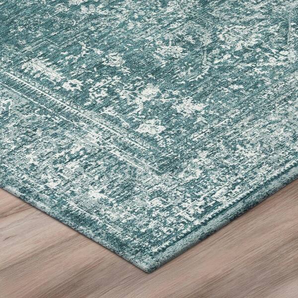 Chantille Machine Washable Indoor/Outdoor Abstract ACN3171 Teal 2 ft. x 7 ft. Runner Rug