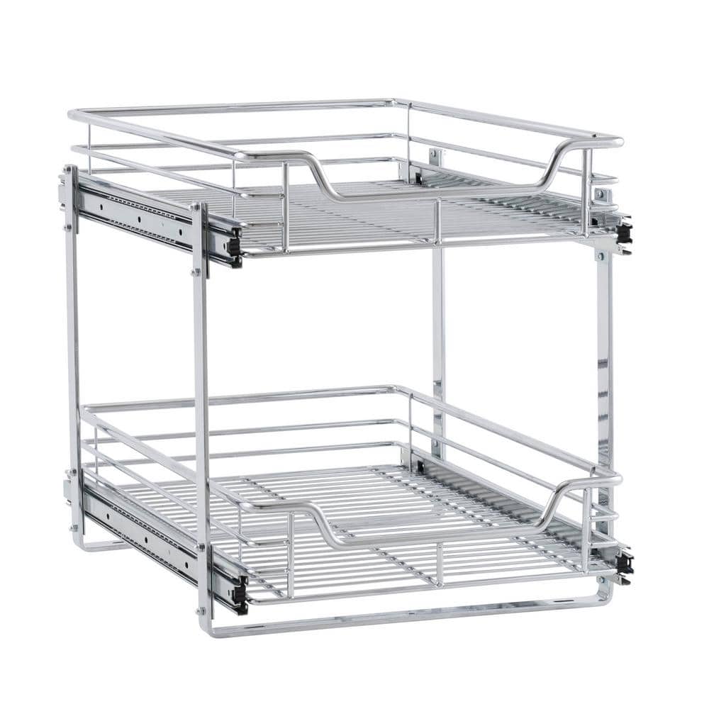 Chrome Dual-Tier Pull-Out Cabinet Organizer