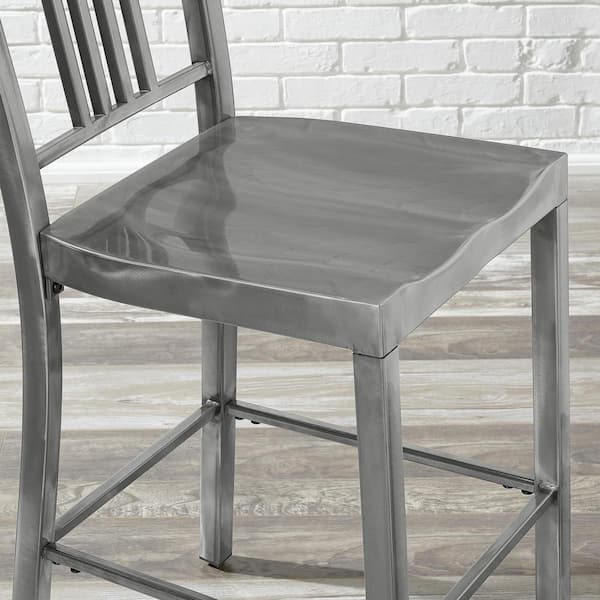Kipling Gunmetal Gray Metal Counter Stool with Back