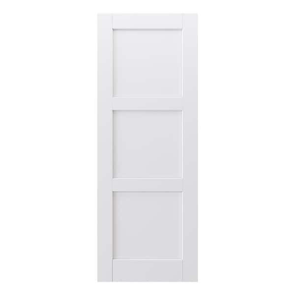 30 in. x 80 in. 3-Lite Paneled Blank White Primed Solid Core Composite Manufacture Wood Interior Door Slab