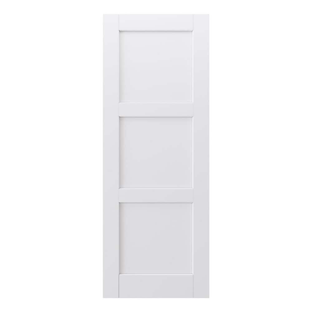 ARK DESIGN 30 in. x 80 in. 3 Panel White Primed Solid Core MDF Wood ...