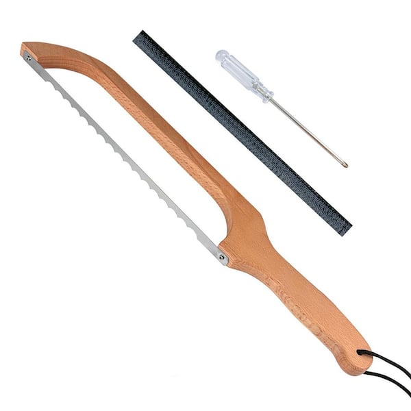 11.22 in. High Carbon Stainless Steel Partial Tang Serrated Bread Knife with Beech Wood Handle for Sourdough Cutting