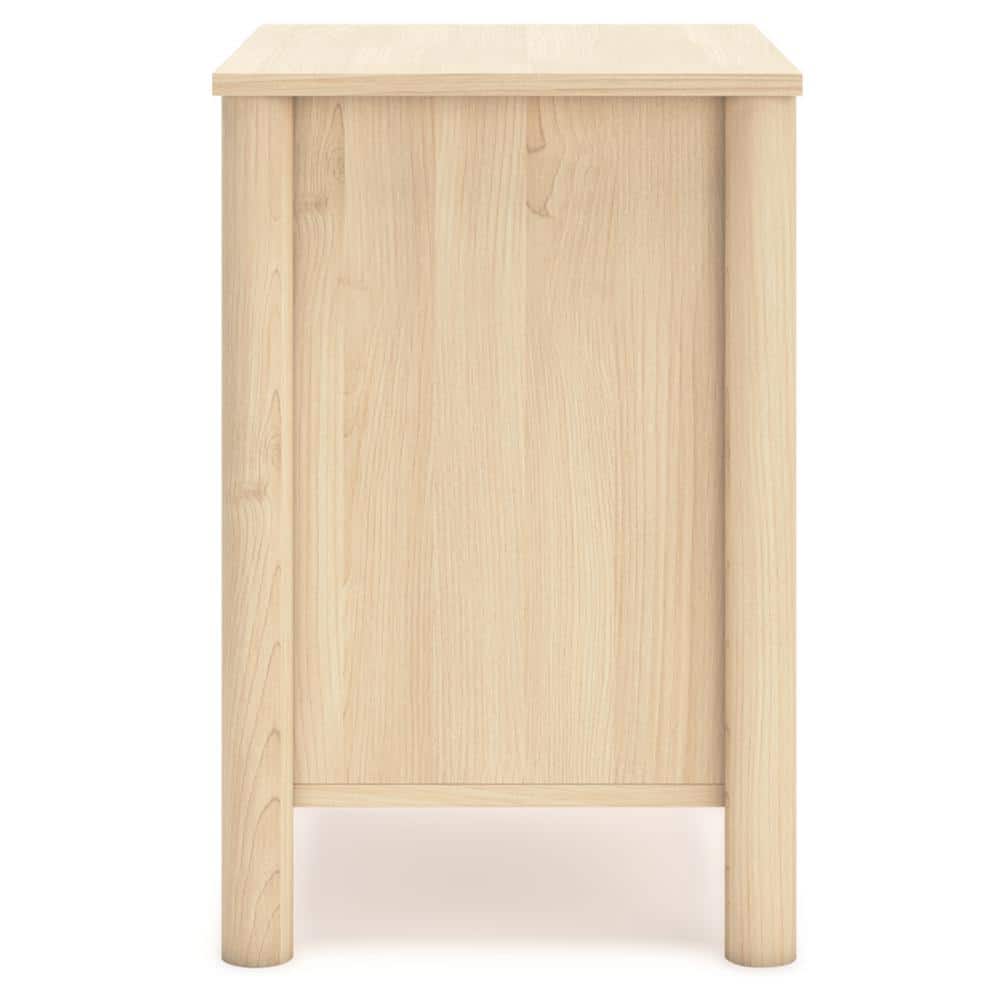 Beige Transitional 2-Drawer Nightstand with Metallic Knobs