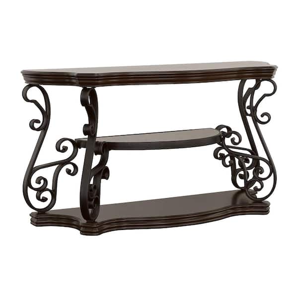 Coaster Laney 54 in. Deep Merlot Rectangle Glass Sofa Table with Lower Shelf