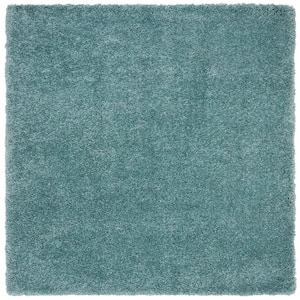 Royal Shag Aqua 7 ft. x 7 ft. Square Solid Area Rug