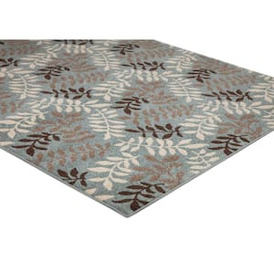 Chester Leafs Blue 5 ft. x 7 ft. Area Rug