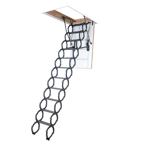 OST-K Insulated Steel Scissor Attic Ladder 7' 7"-9' 2", 22.5 x 31.5 with 350 lb. Load Capacity