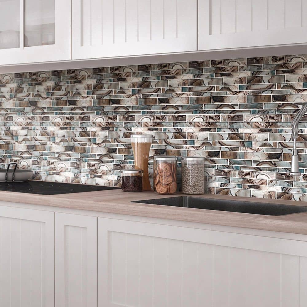 Myst Agate Inspired Glass Brick Joint Mosaic Wall Tile