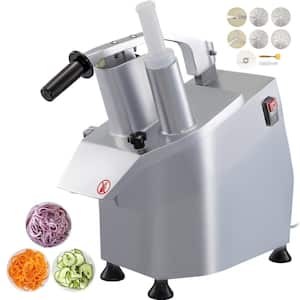 550-Watt Single Speed Silver Commercial Food Processor 2-Feeding Holes Electric Vegetable Slicer 1600-RPM with 6-blade