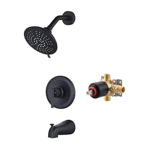 Single Handle 5-Spray Shower Faucet 1.8 GPM with Tub Spout in. Matte Black Valve Included