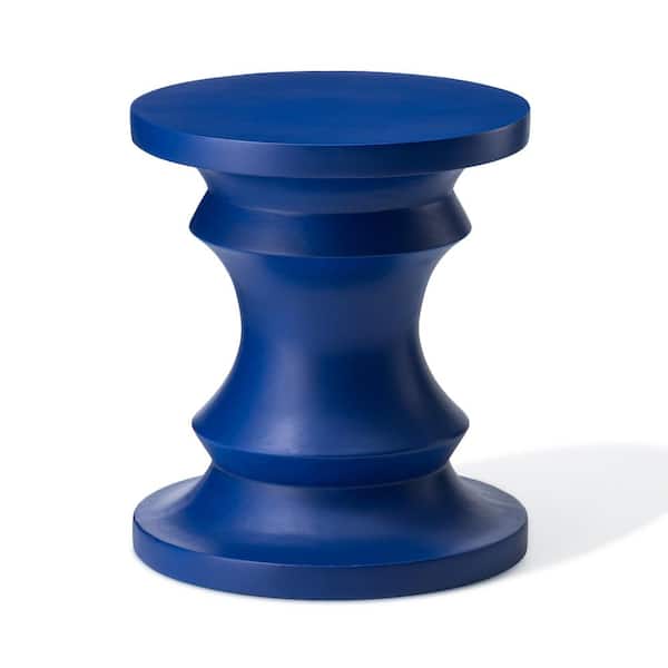 Glitzhome 18.25 in.H Multi-functional MGO Cobalt Blue Chess Garden Stool or Planter Stand or Accent Table Kits and Accessories