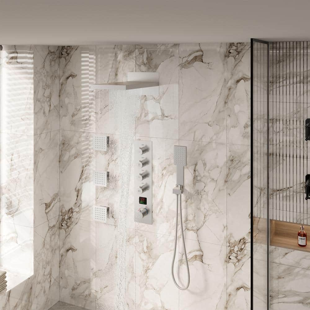 22" Chrome Dual Shower System with Digital Display and Body Jets