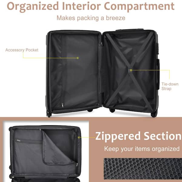 Hardshell Luggage Sets 3-PieceSpinner Suitcase with TSA Lock 