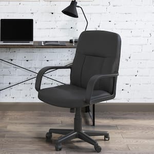 34.3-inches Adjustable Height Computer Chair in Black with Wheels and Arms