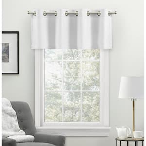 Loha Winter White Solid Light Filtering Grommet Top Straight Valance, 54 in. W x 18 in. L