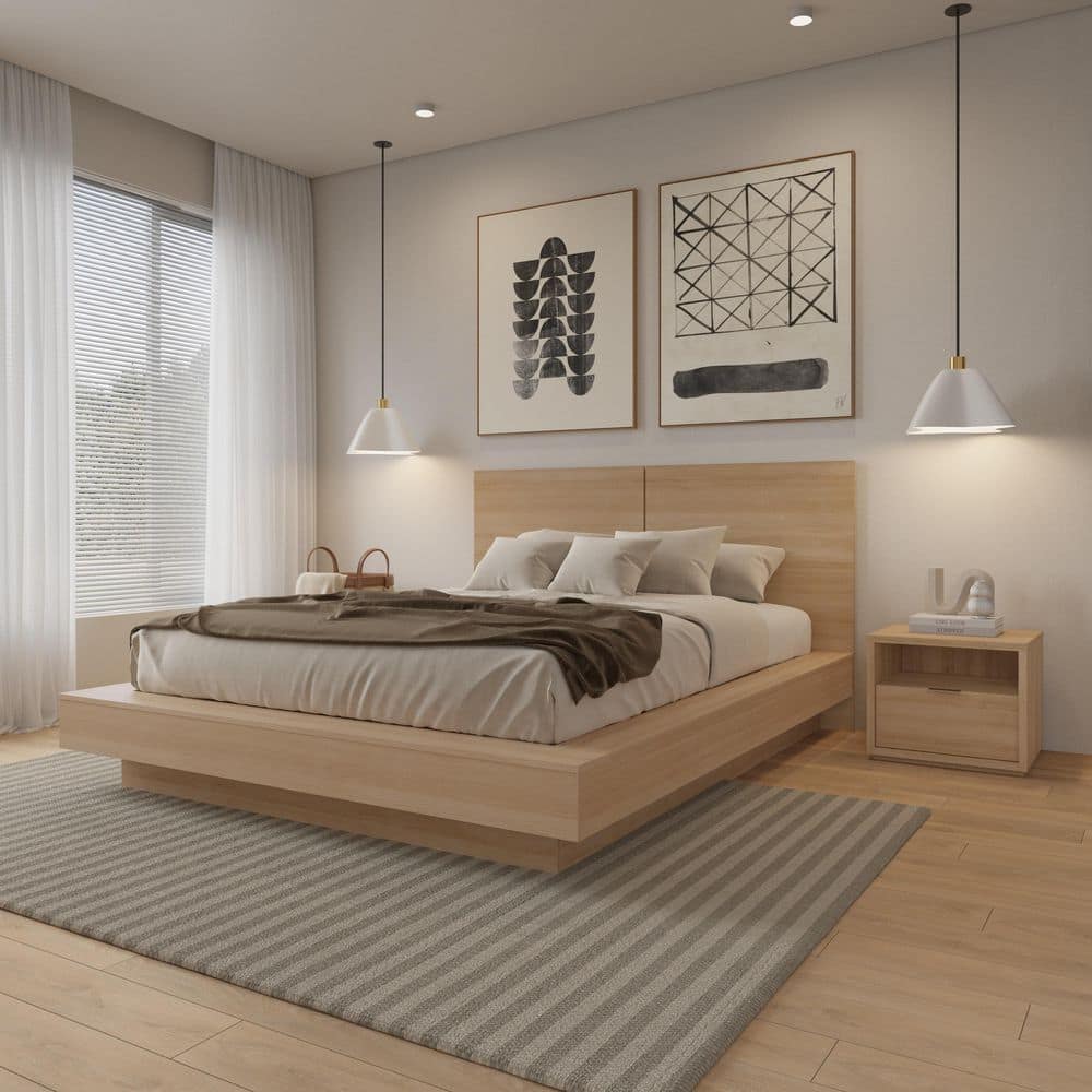 Nexera James Beige Oak Queen Panel Headboard 235983 - The Home Depot