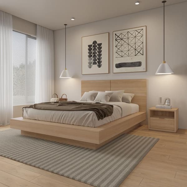 Dahlia 3-Piece Natural Blonde Oak Wood Queen Size Bedroom Set