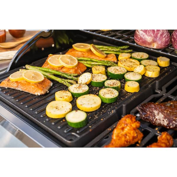 Gourmet Pro 4 Burner Propane Gas Grill with Side Burner in Black with Cover