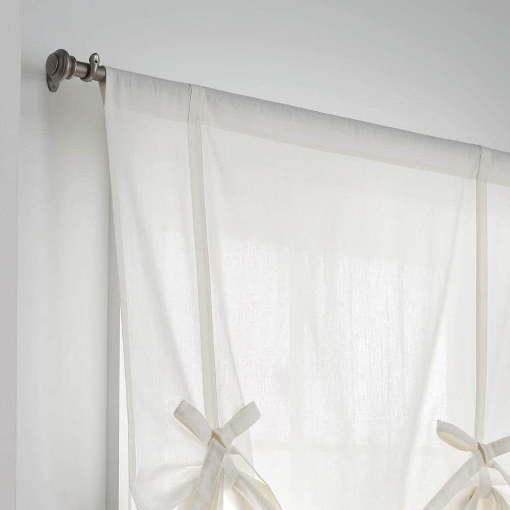 Off White Cotton Tie-Up Light Filtering Curtain Panel