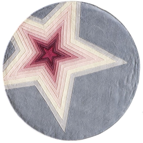 Momeni Young Buck Collection Superstar Gray 5 ft. x 5 ft. Indoor Round Area Rug